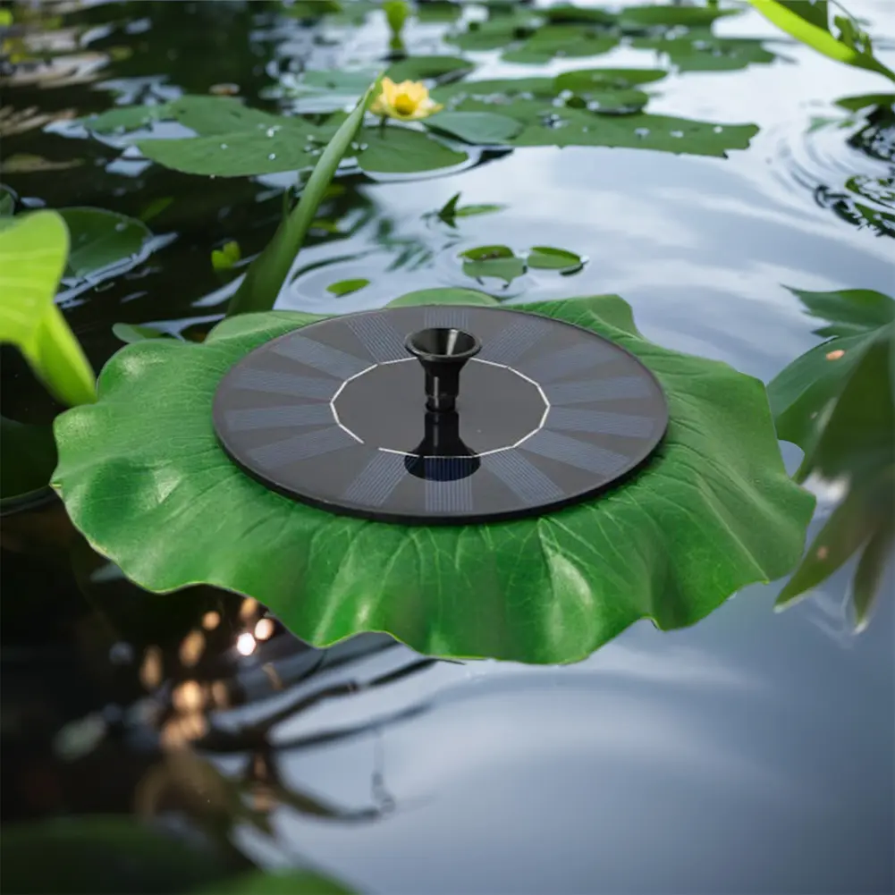 Lotus Leaf Solar Water Fountain 1.4W Bird Bath Fountain Pump with 6 Nozzles Floating Water Pump for Pool Garden Pond Decoration