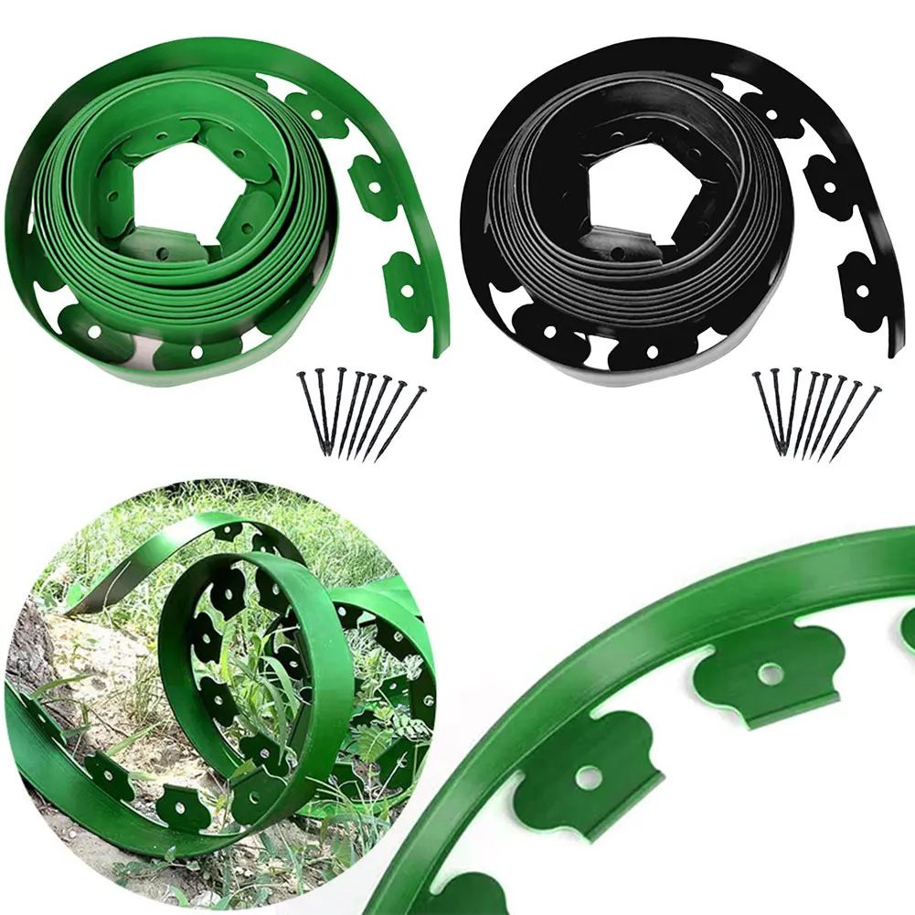 5M/10M Garden Plants Border Barrier Lawn Plastic Edging for Landscape Outdoors Courtyard Garden Decor Grass Stone Isolation Belt