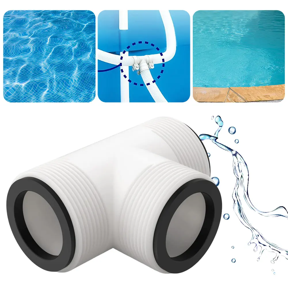 Pool Hose T Splitter Controlling Flow Above Ground Pool Hose Connector Threaded Inlet Pump Adapter for 1.5 Inch Pool Pump Hose