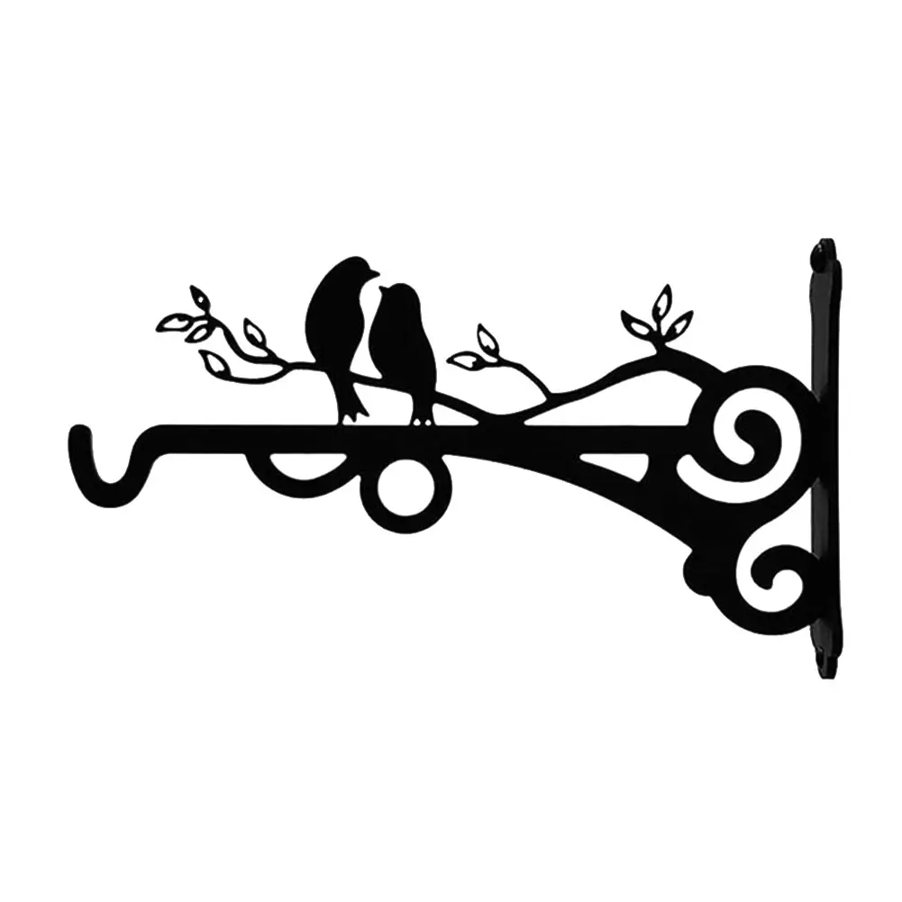 Metal Flower Basket Holder Bird Pattern Wall Mounted Bracket Hanger Wide Base Anti-corrosion for Outdoor Indoor Garden Street