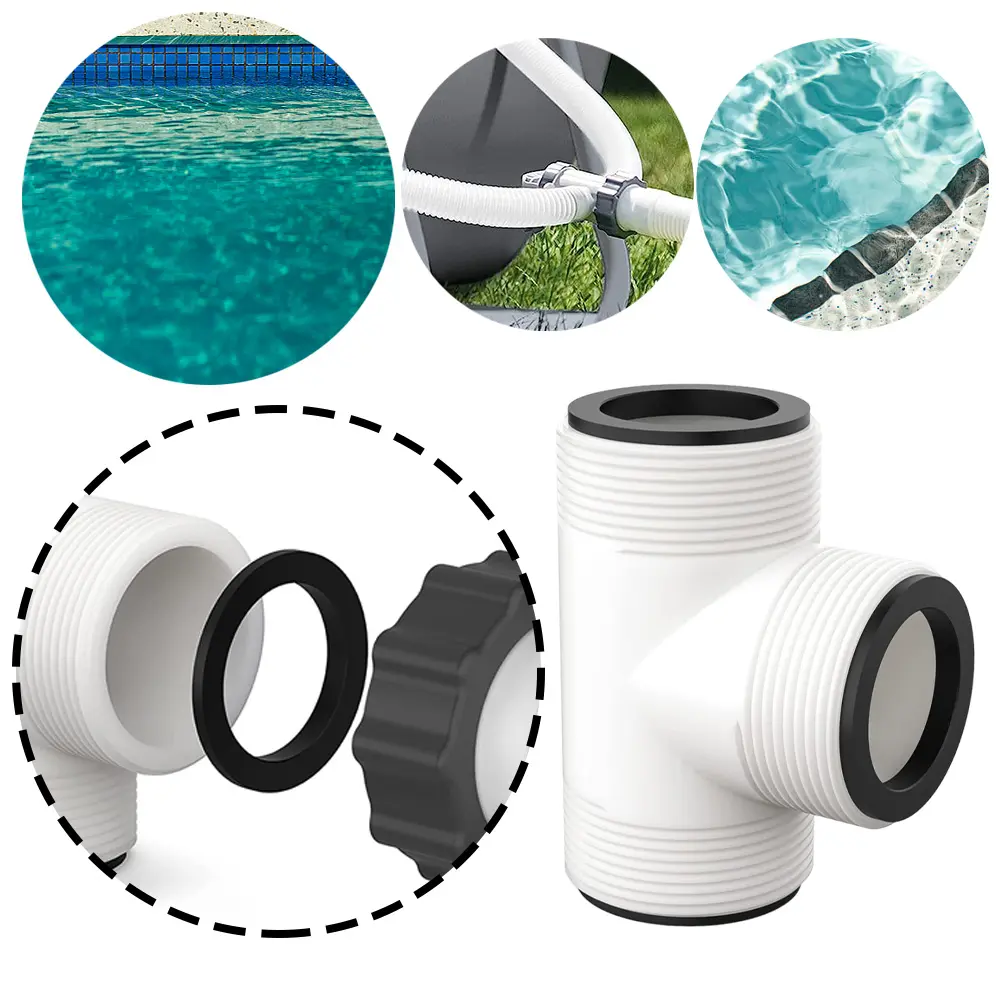 Pool Hose T Splitter Controlling Flow Above Ground Pool Hose Connector Threaded Inlet Pump Adapter for 1.5 Inch Pool Pump Hose