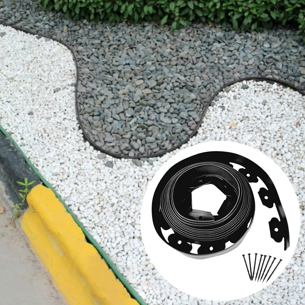 5M/10M Garden Plants Border Barrier Lawn Plastic Edging for Landscape Outdoors Courtyard Garden Decor Grass Stone Isolation Belt