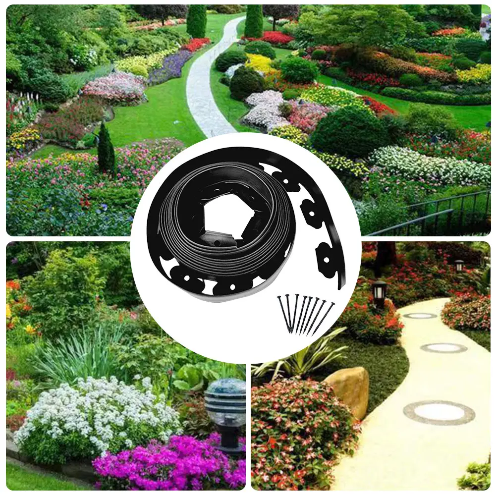 5M/10M Garden Plants Border Barrier Lawn Plastic Edging for Landscape Outdoors Courtyard Garden Decor Grass Stone Isolation Belt