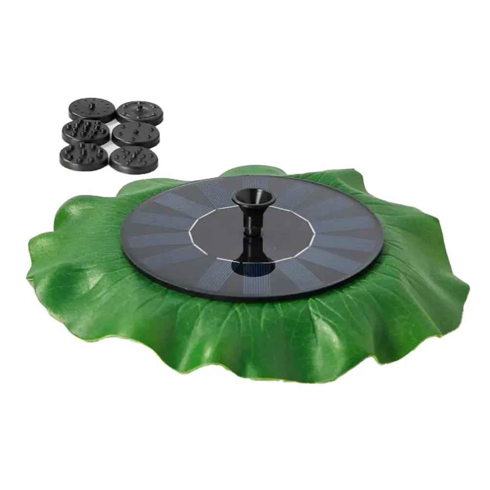 Lotus Leaf Solar Water Fountain 1.4W Bird Bath Fountain Pump with 6 Nozzles Floating Water Pump for Pool Garden Pond Decoration