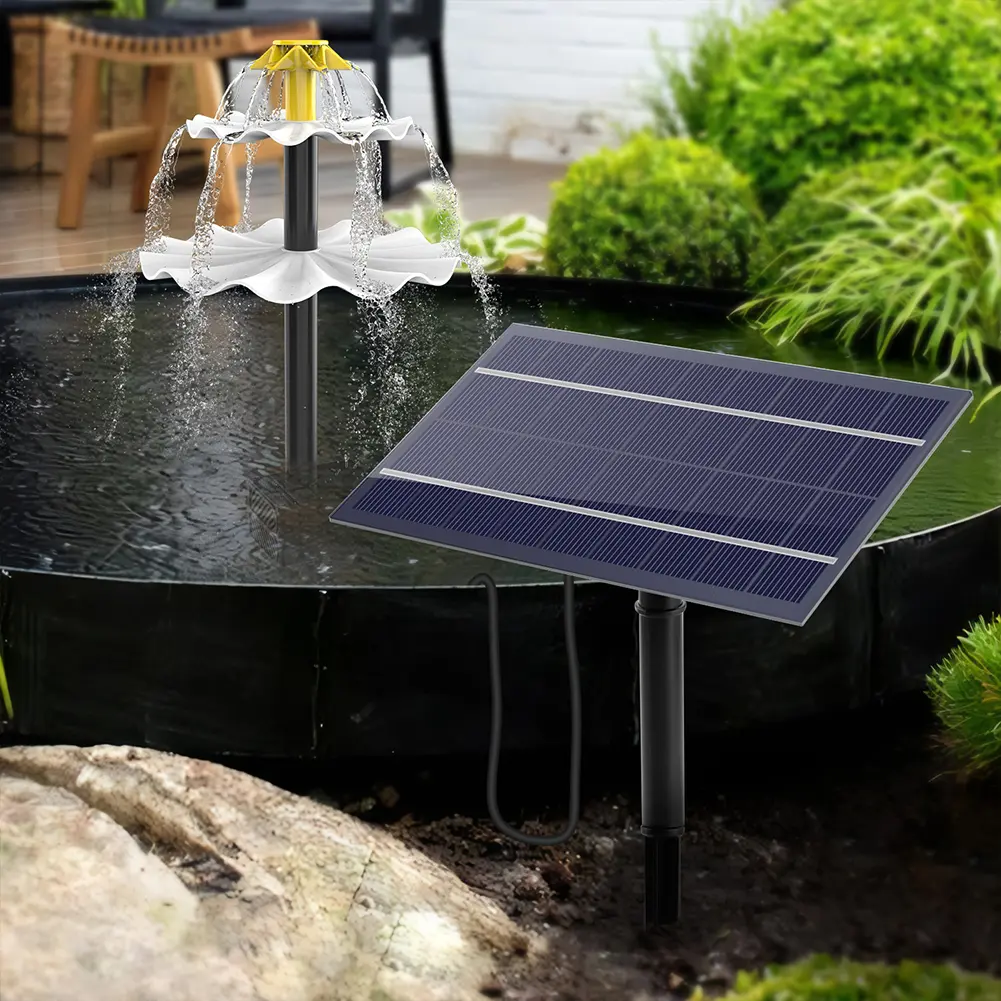 Solar Fountain Pump 9V/4W Solar Powered Pump with Nozzle Solar Panel Fountain Kit for Bird Bath Fish Tank