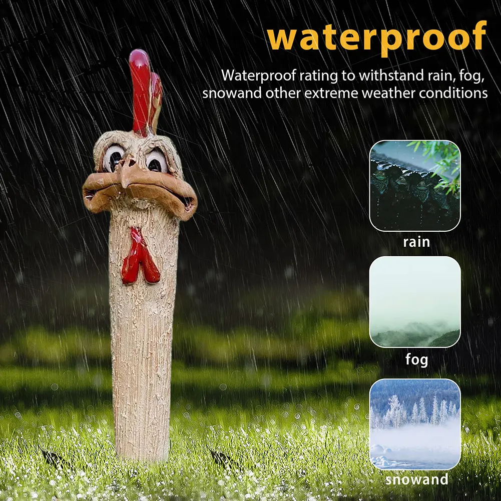 Funny Chicken Head Statue Creative Garden Decoration Farm Chicken Statue Handmade Garden Statues Resin for Art Decorations