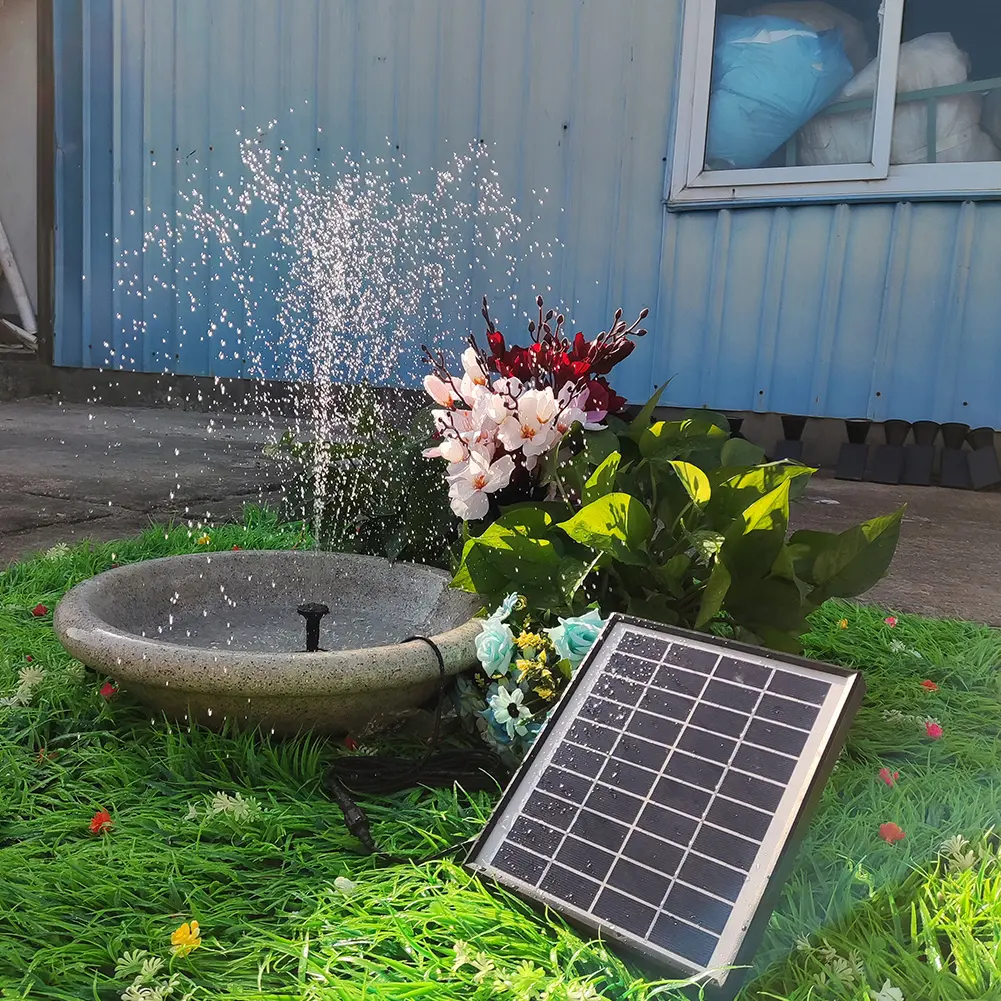 6.5W Solar Fountain Pump Kit with 8 Nozzles Solar Powered Fountain Pump Brushless Motor Solar Panel Kit for Bird Bath Fish Tank