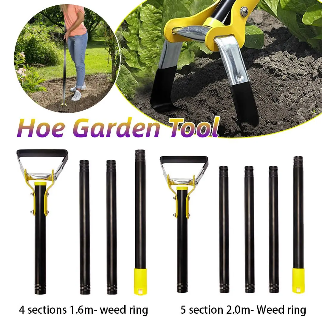 Hoe Gardening Tool 1.6/2m Stainless Steel Sharp Stirrup Ring Hoe with Triangle Head Gardening Loose Soil Weeding and Loosening