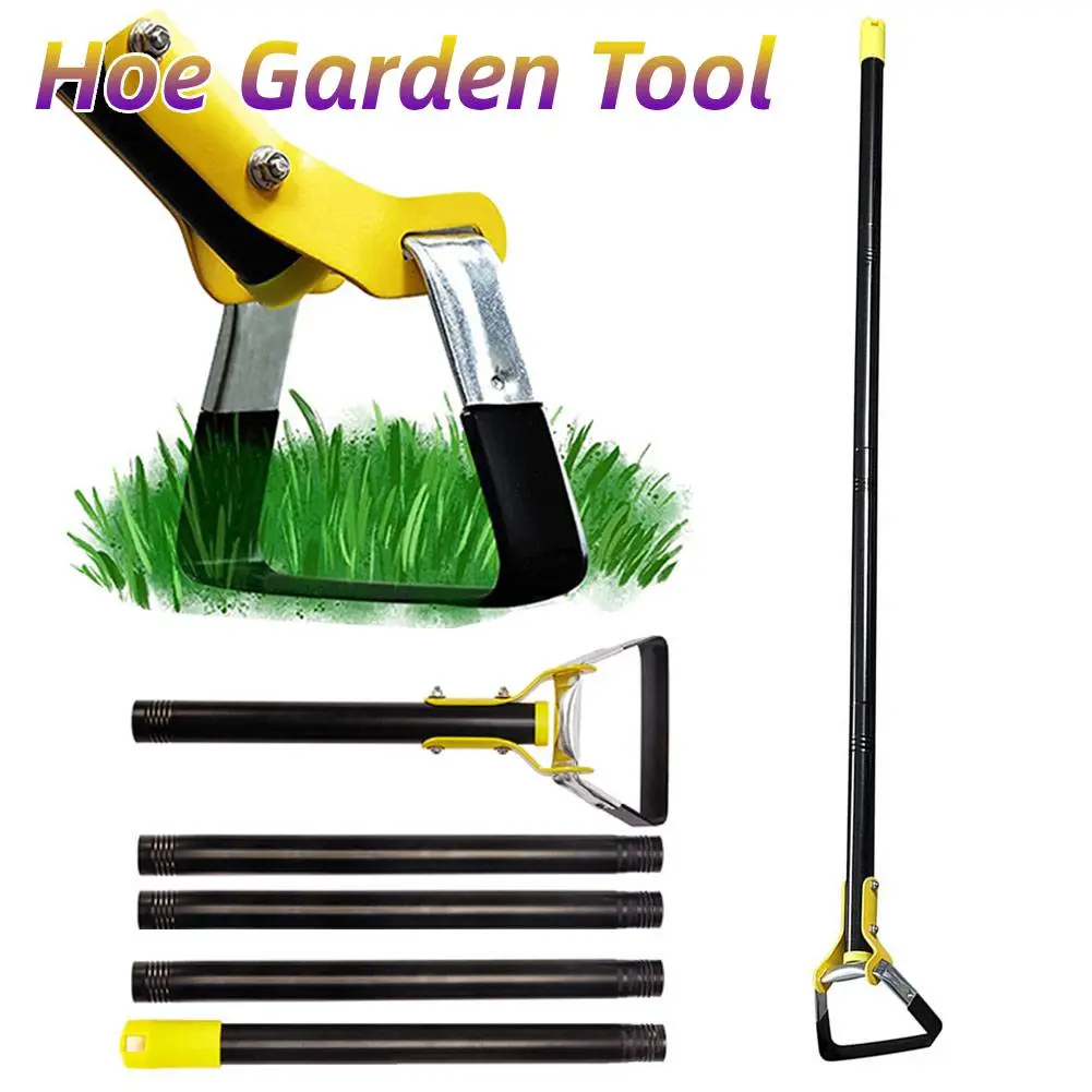 Hoe Gardening Tool 1.6/2m Stainless Steel Sharp Stirrup Ring Hoe with Triangle Head Gardening Loose Soil Weeding and Loosening