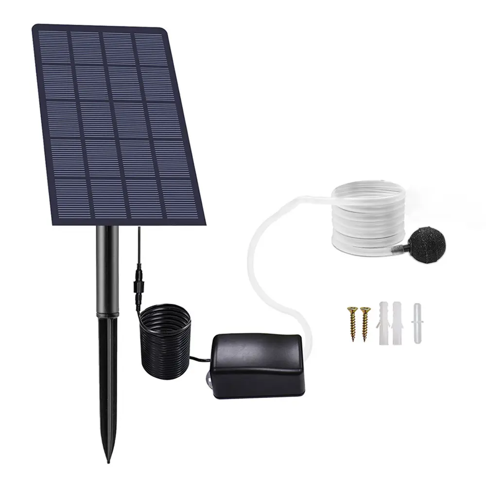 Solar Powered Oxygenator 5V 2.5W Water Oxygen Pump Low Noise Air Oxygen Pump Aerator Battery-free for Landscape Decoration