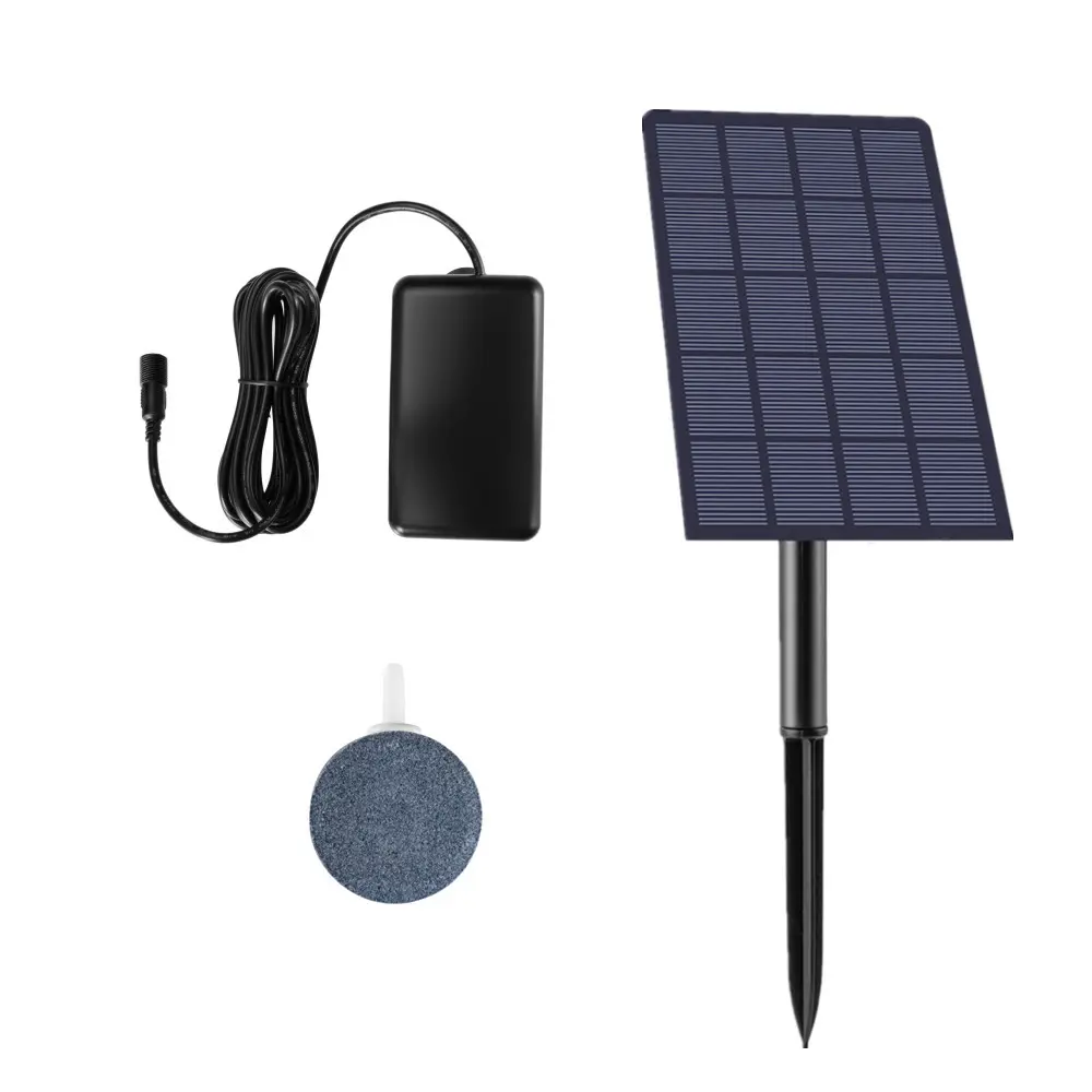 Solar Powered Oxygenator 5V 2.5W Water Oxygen Pump Low Noise Air Oxygen Pump Aerator Battery-free for Landscape Decoration