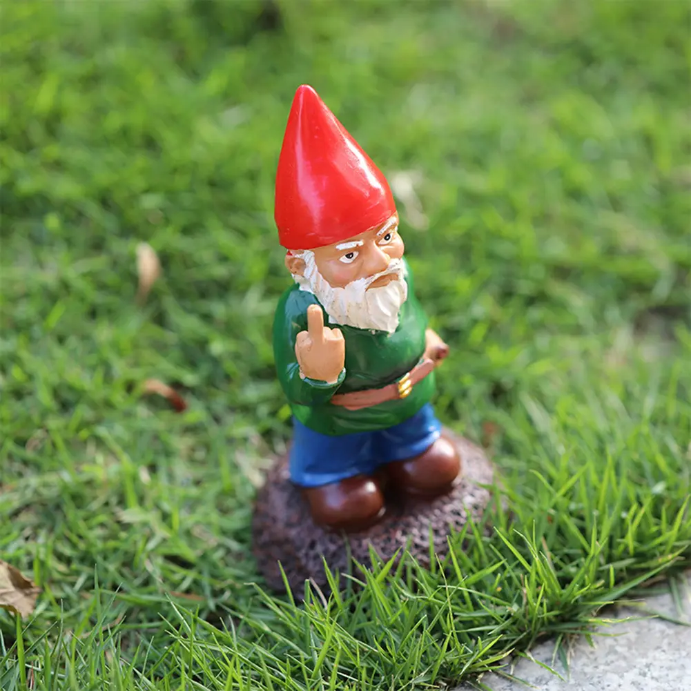 Middle Finger White Beard Dwarf Ornament Middle Fingler Lawn Statue Figurine Resin Garden Statue Garden Dwarf Statue Ornament