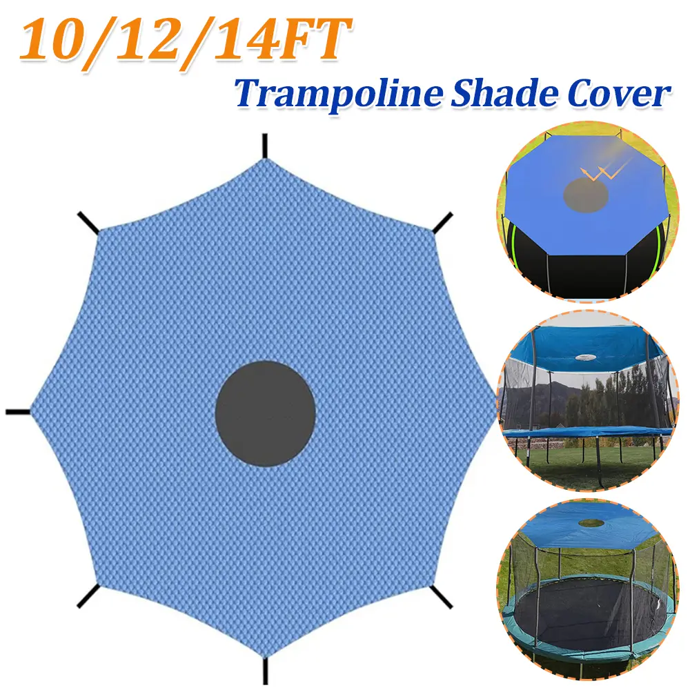 10/12/14ft Trampoline Canopy Shade Cover Anti-UV Waterproof Oxford Cloth Trampoline Sunshade Tarp for Outdoor Backyard Playgroud