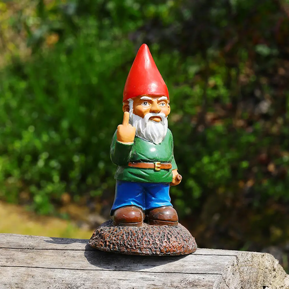 Middle Finger White Beard Dwarf Ornament Middle Fingler Lawn Statue Figurine Resin Garden Statue Garden Dwarf Statue Ornament