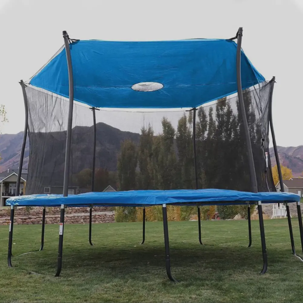 10/12/14ft Trampoline Canopy Shade Cover Anti-UV Waterproof Oxford Cloth Trampoline Sunshade Tarp for Outdoor Backyard Playgroud