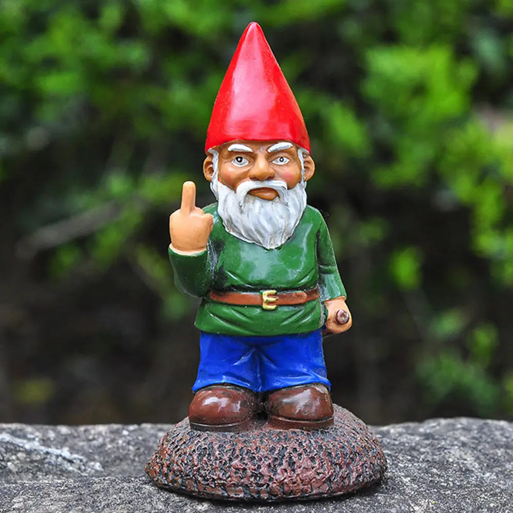 Middle Finger White Beard Dwarf Ornament Middle Fingler Lawn Statue Figurine Resin Garden Statue Garden Dwarf Statue Ornament
