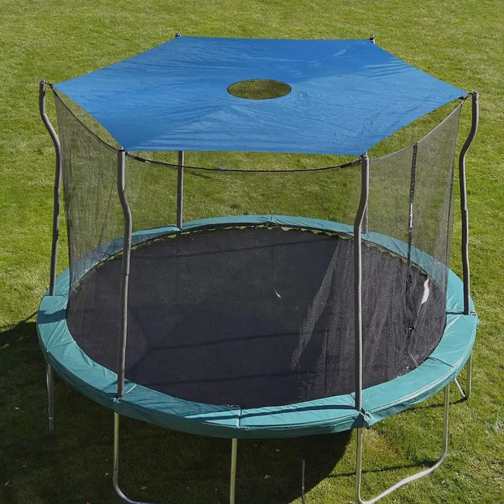 10/12/14ft Trampoline Canopy Shade Cover Anti-UV Waterproof Oxford Cloth Trampoline Sunshade Tarp for Outdoor Backyard Playgroud