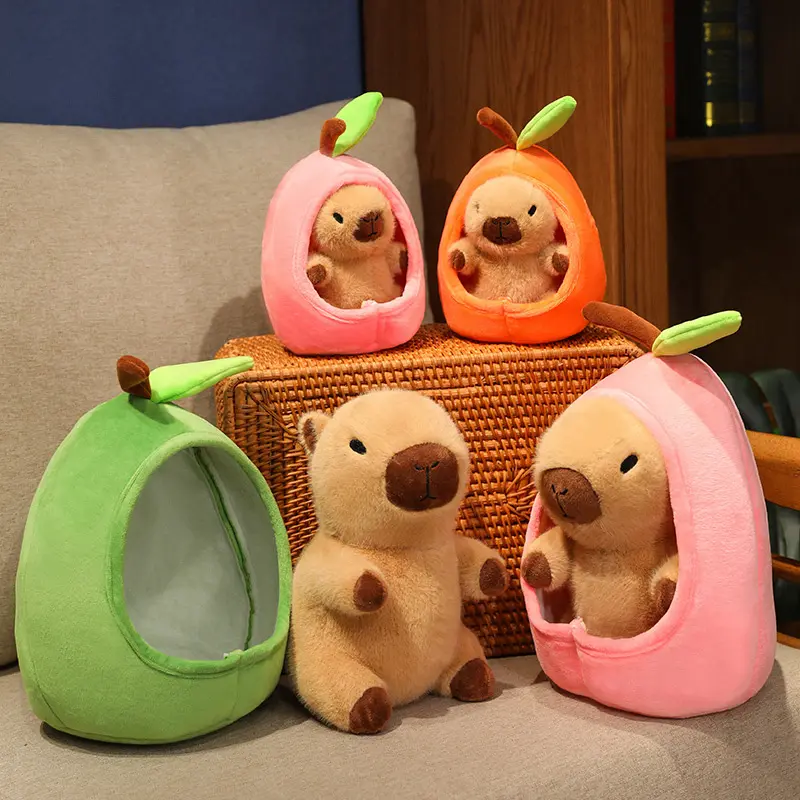 Avocado Fruit House Plush Toy Capybara Doll Capibala Sleeping Pillow Large Plushie Holiday Gift Kawaii Creative Rag Doll Cushion