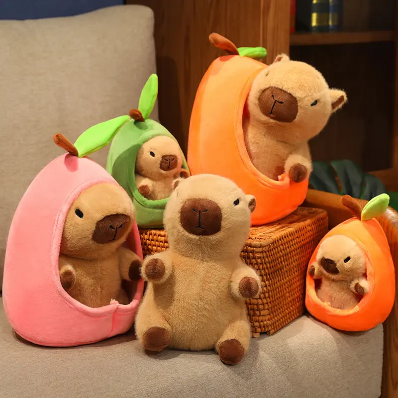 Avocado Fruit House Plush Toy Capybara Doll Capibala Sleeping Pillow Large Plushie Holiday Gift Kawaii Creative Rag Doll Cushion