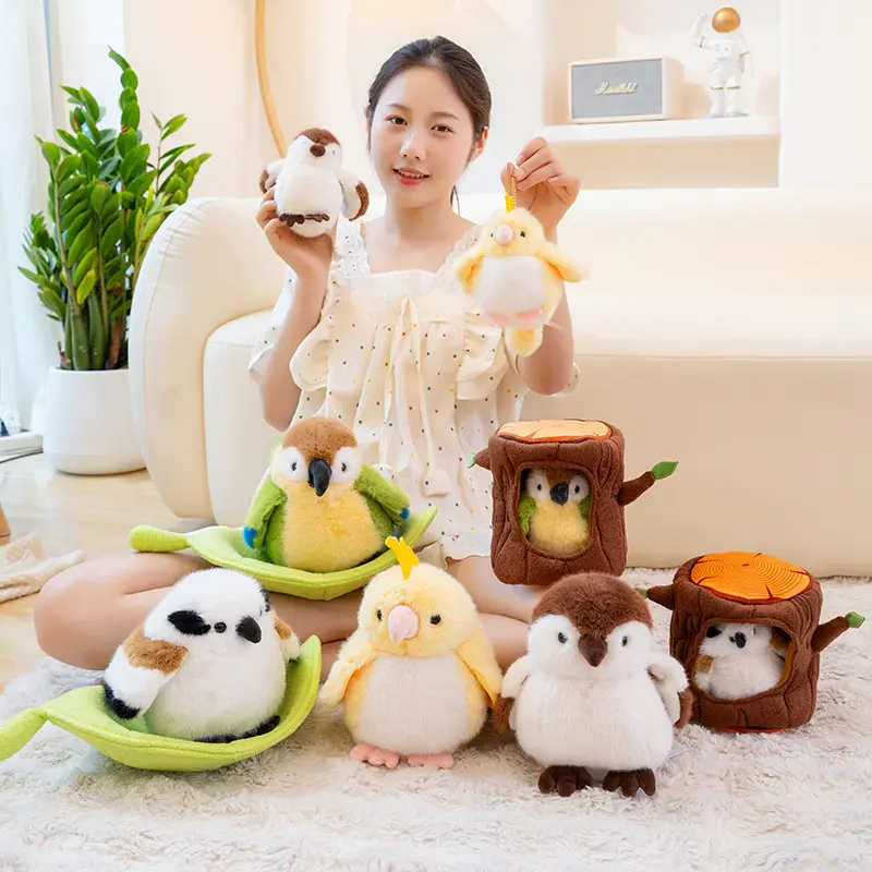 Kawaii Bird Plush Toys Mini Artificial Bird Plush Doll Cute Lifelike Parrot Sparrow Plush Toy Room Decor Kid Birthday Xmas Gifts