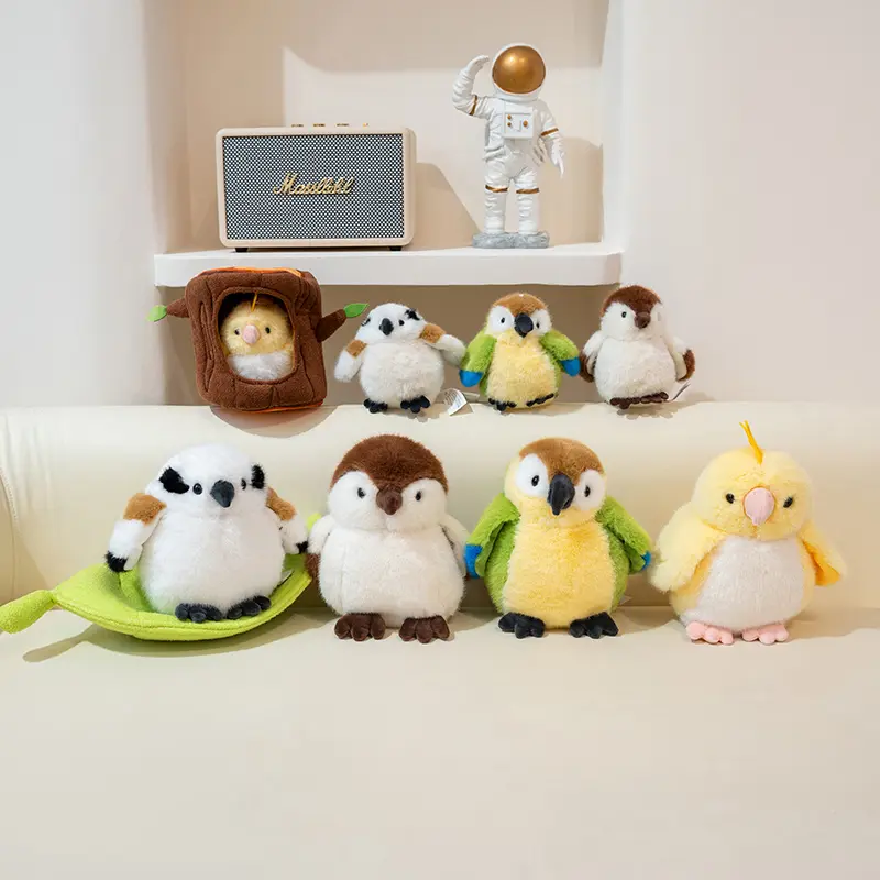Kawaii Bird Plush Toys Mini Artificial Bird Plush Doll Cute Lifelike Parrot Sparrow Plush Toy Room Decor Kid Birthday Xmas Gifts