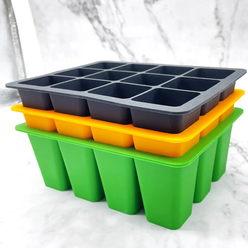 1/2PCS 12 Holes Silicone Seed Starter Tray Breathable Flower Plant Seed Grows Box Seed Propagation Container for Plant Tools