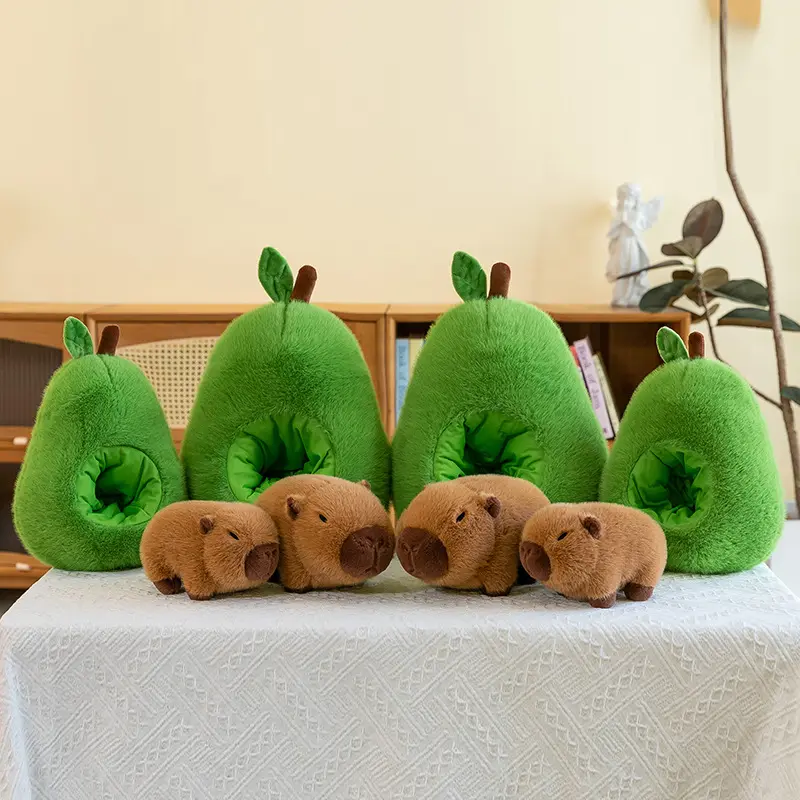 35cm Hut Plush Capibala Doll Soft Animal Avocado Mouse Plush Toys Avocado Doll Children's and Girls' Gift Capybara Pillow