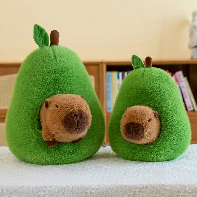 35cm Hut Plush Capibala Doll Soft Animal Avocado Mouse Plush Toys Avocado Doll Children's and Girls' Gift Capybara Pillow