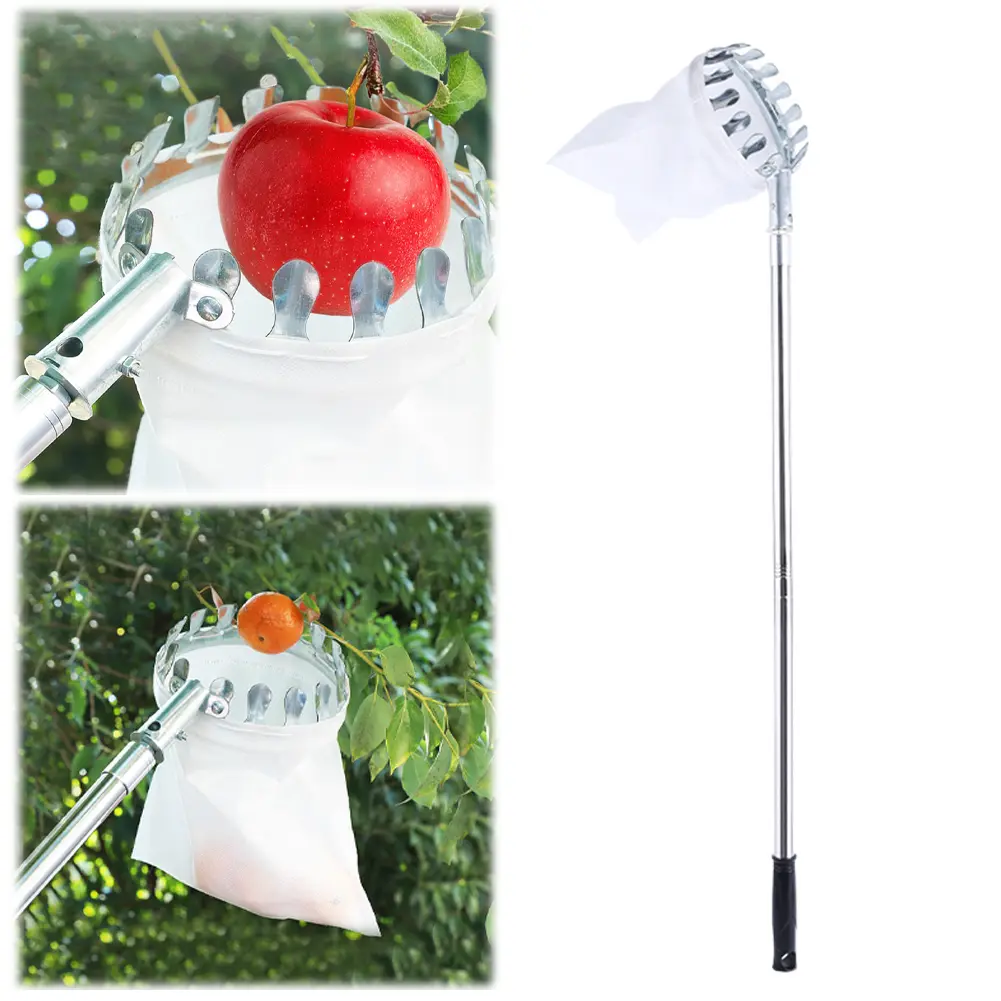 Stainless Steel Splicing Rod High Tree Orchard Picking Tool Telescopic Pole Fruit Picking Tool for Apples Mango Lemon Orange