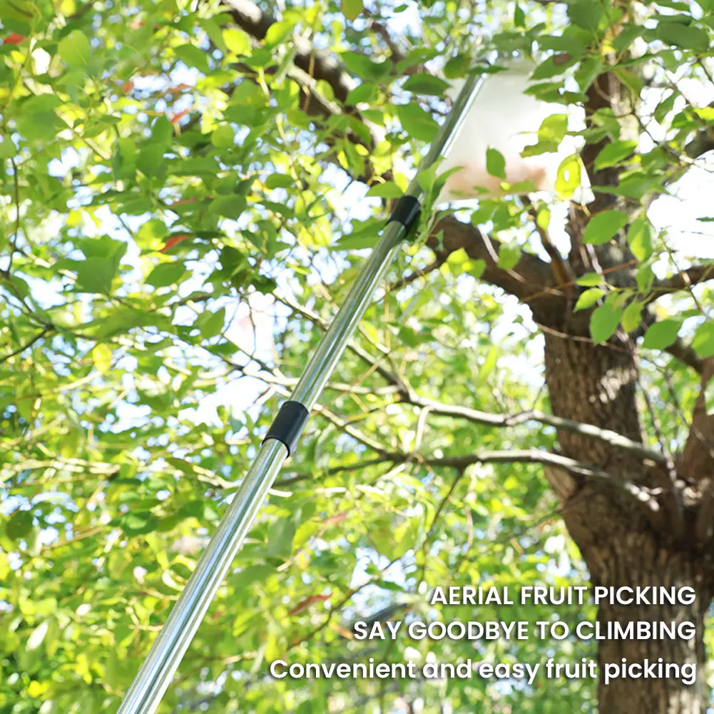 Stainless Steel Splicing Rod High Tree Orchard Picking Tool Telescopic Pole Fruit Picking Tool for Apples Mango Lemon Orange