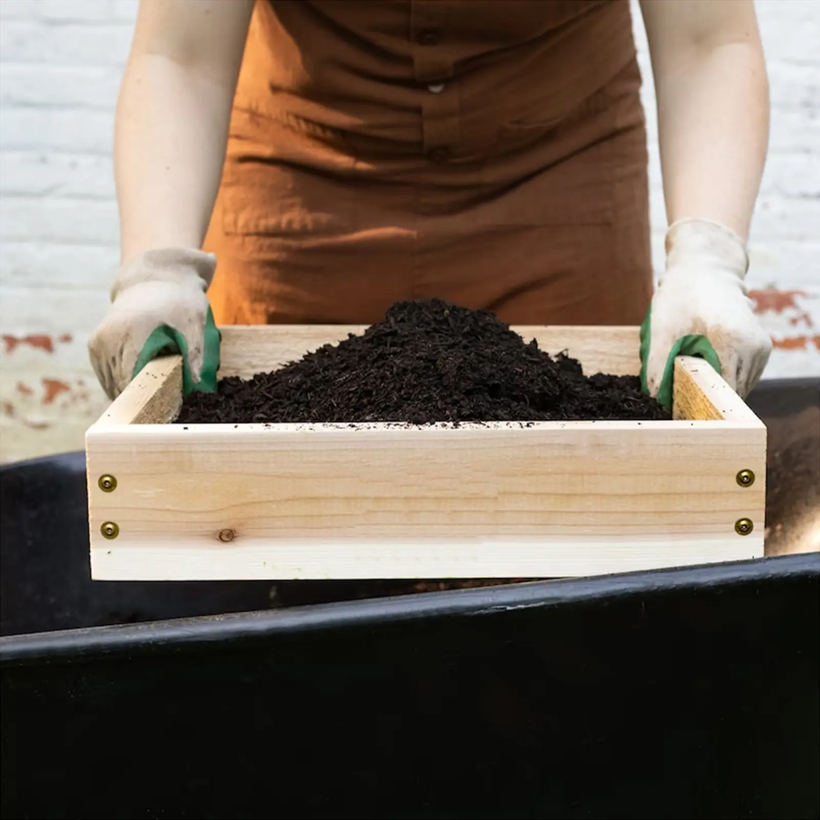 Soil Sieve Wooden Garden Sieve Soil Tool Compact Gardening Soil Sifter Mesh Portable Garden Tools for Plant Bonsai Stone Sifting