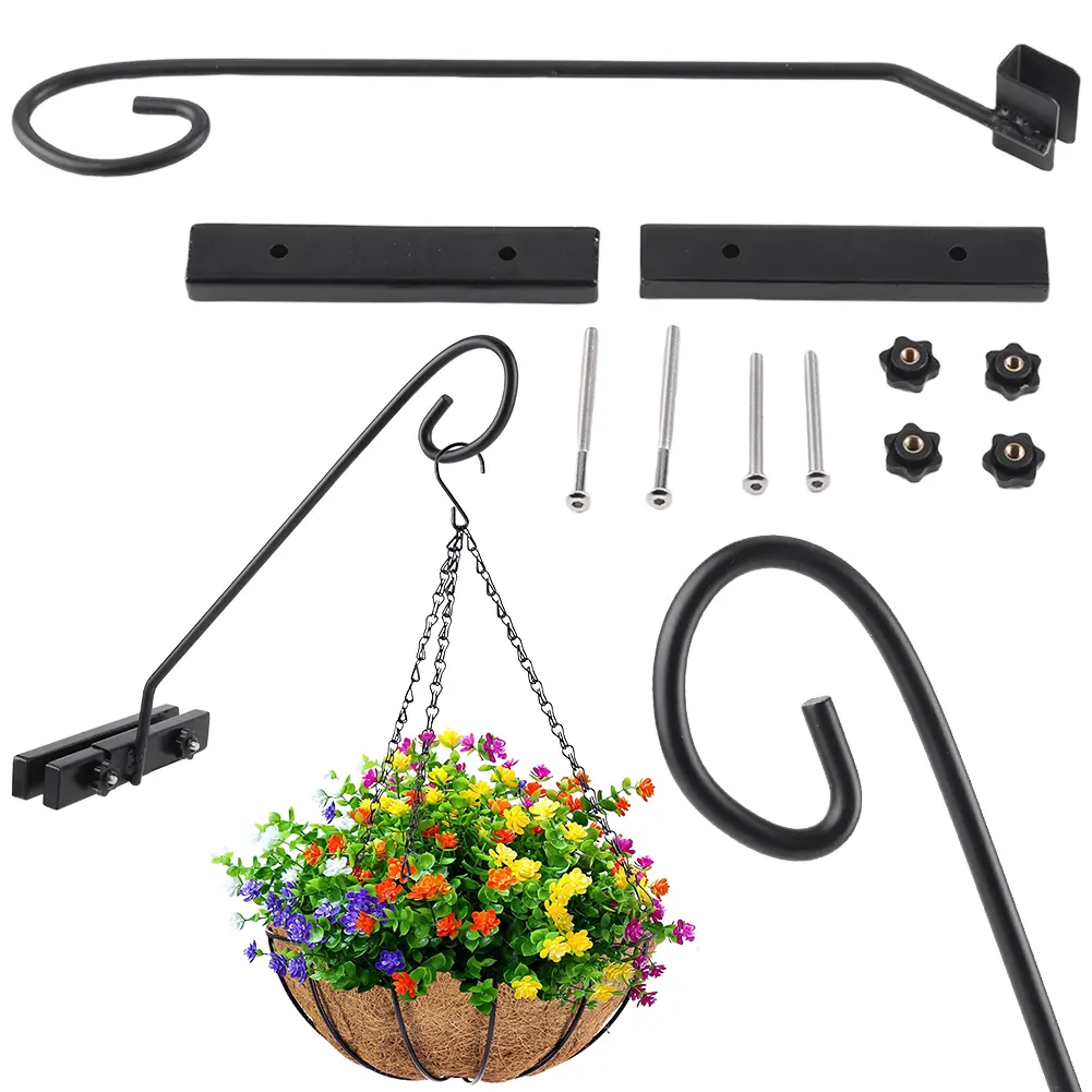 Deck Railing Plant Hanger Railing Hanging Hook Deck Shepherd Hook for Hanging Flower Baskets Wind Chimes Planters