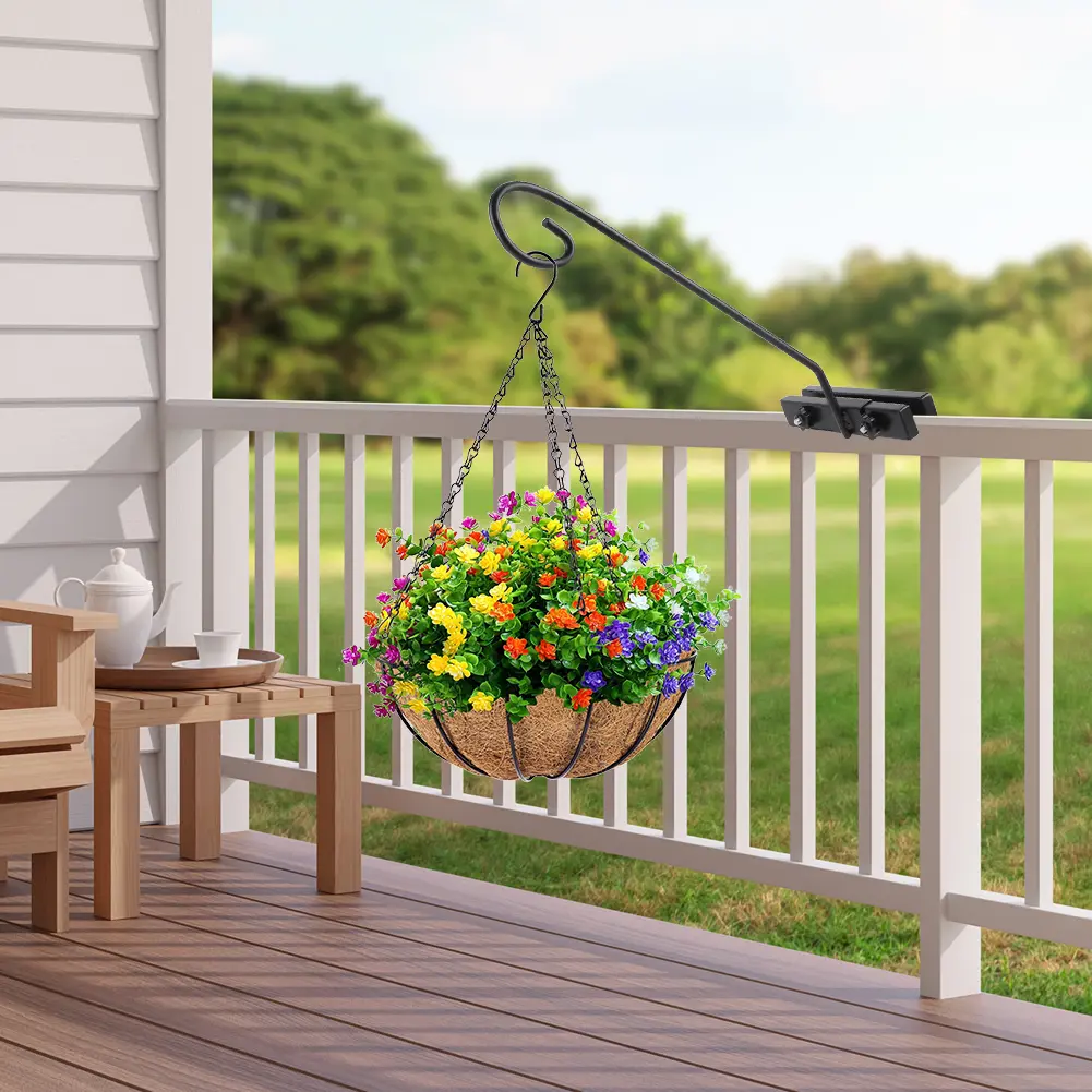 Deck Railing Plant Hanger Railing Hanging Hook Deck Shepherd Hook for Hanging Flower Baskets Wind Chimes Planters