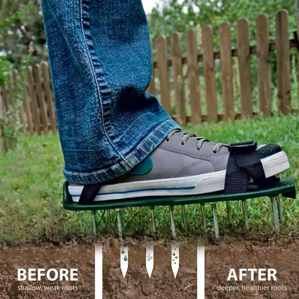 Multi-functional Gardening Walking Garden Yard Grass Cultivator Scarification Aerator Nail Shoes Practical  Tools