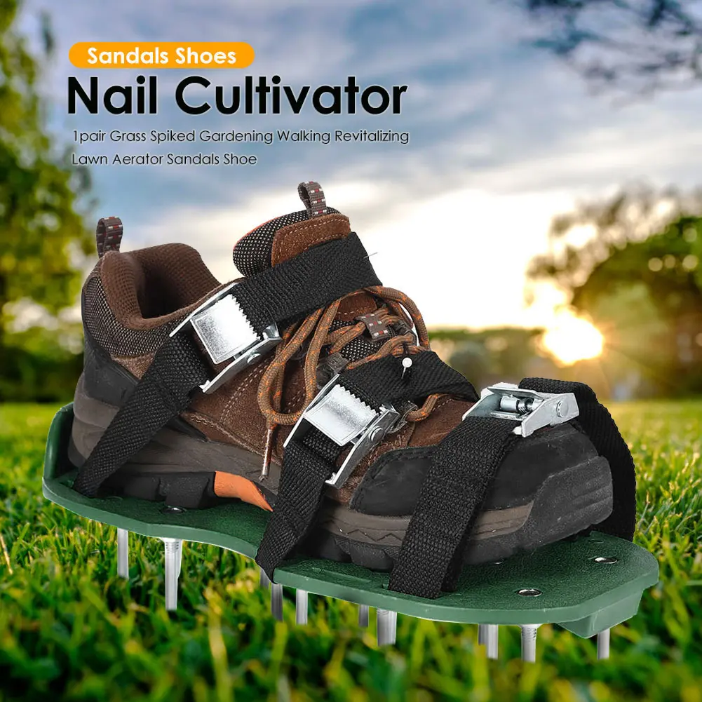 Multi-functional Gardening Walking Garden Yard Grass Cultivator Scarification Aerator Nail Shoes Practical  Tools