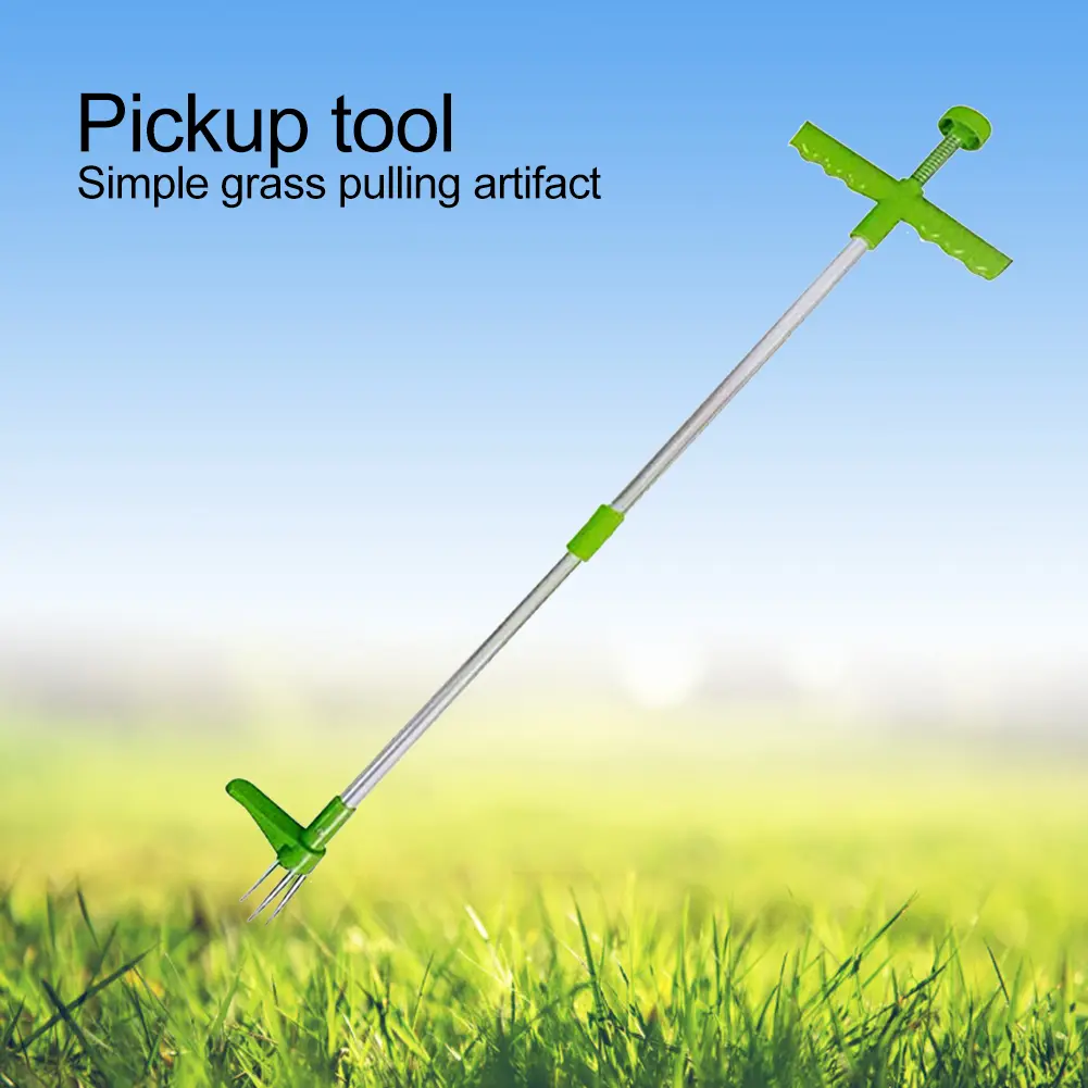 Stand Up Weeder Root Removal Tool with 3 Claws & Foot Pedal Garden Manual Weeder Long Handle Weeding Tool for Outdoor Yard Grass