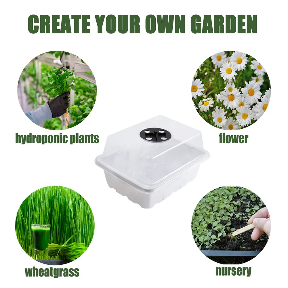 5-10PCS 12 Holes Planting Seed Cover Nursery Tray Box Plant Seedling Germination Planting Pot Mini Greenhouse Plant Starter Tray