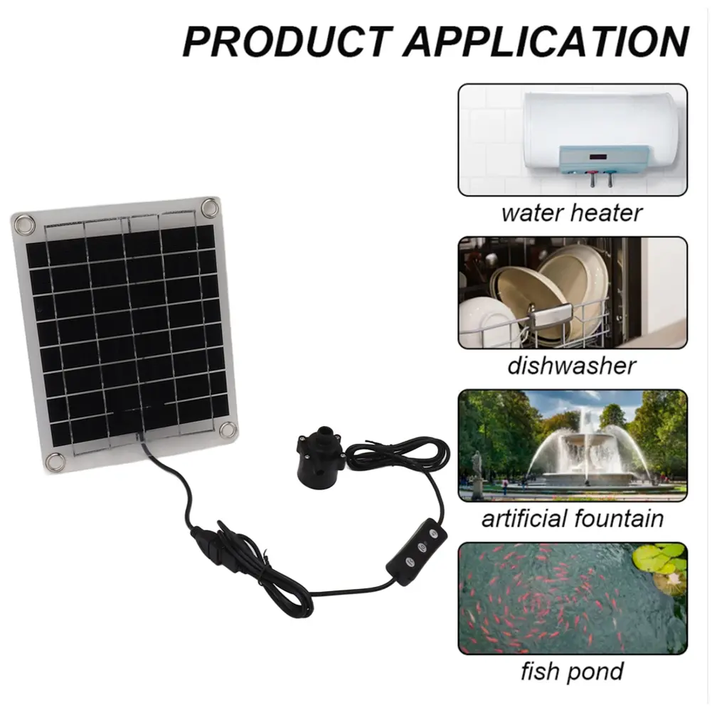 12V 10W Solar Water Pump Garden Decoration Mini Water Pump Watering System Solar Panel Pump with Adjustment Switch Kits for Pond