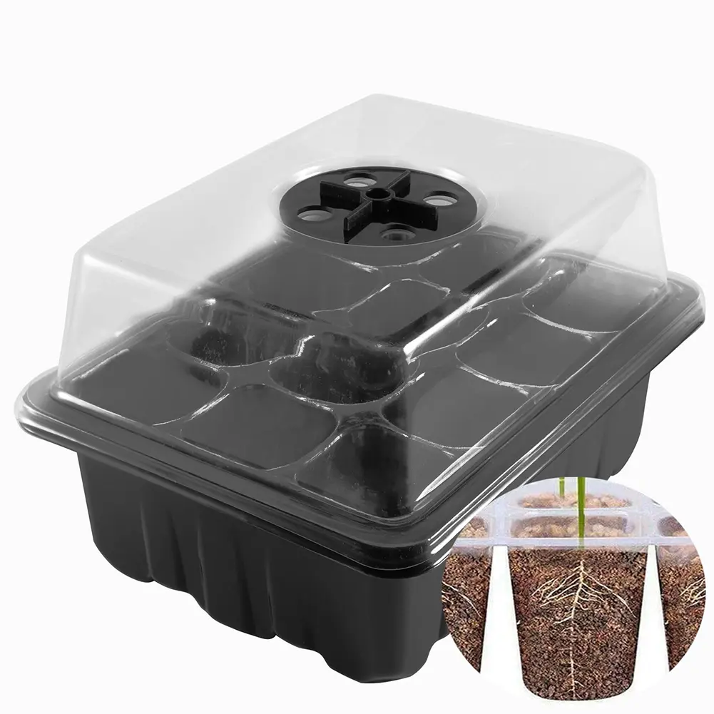 5-10PCS 12 Holes Planting Seed Cover Nursery Tray Box Plant Seedling Germination Planting Pot Mini Greenhouse Plant Starter Tray