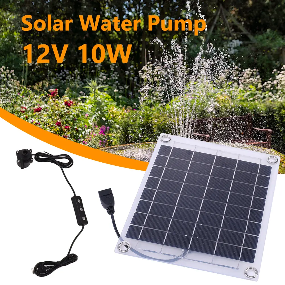 12V 10W Solar Water Pump Garden Decoration Mini Water Pump Watering System Solar Panel Pump with Adjustment Switch Kits for Pond