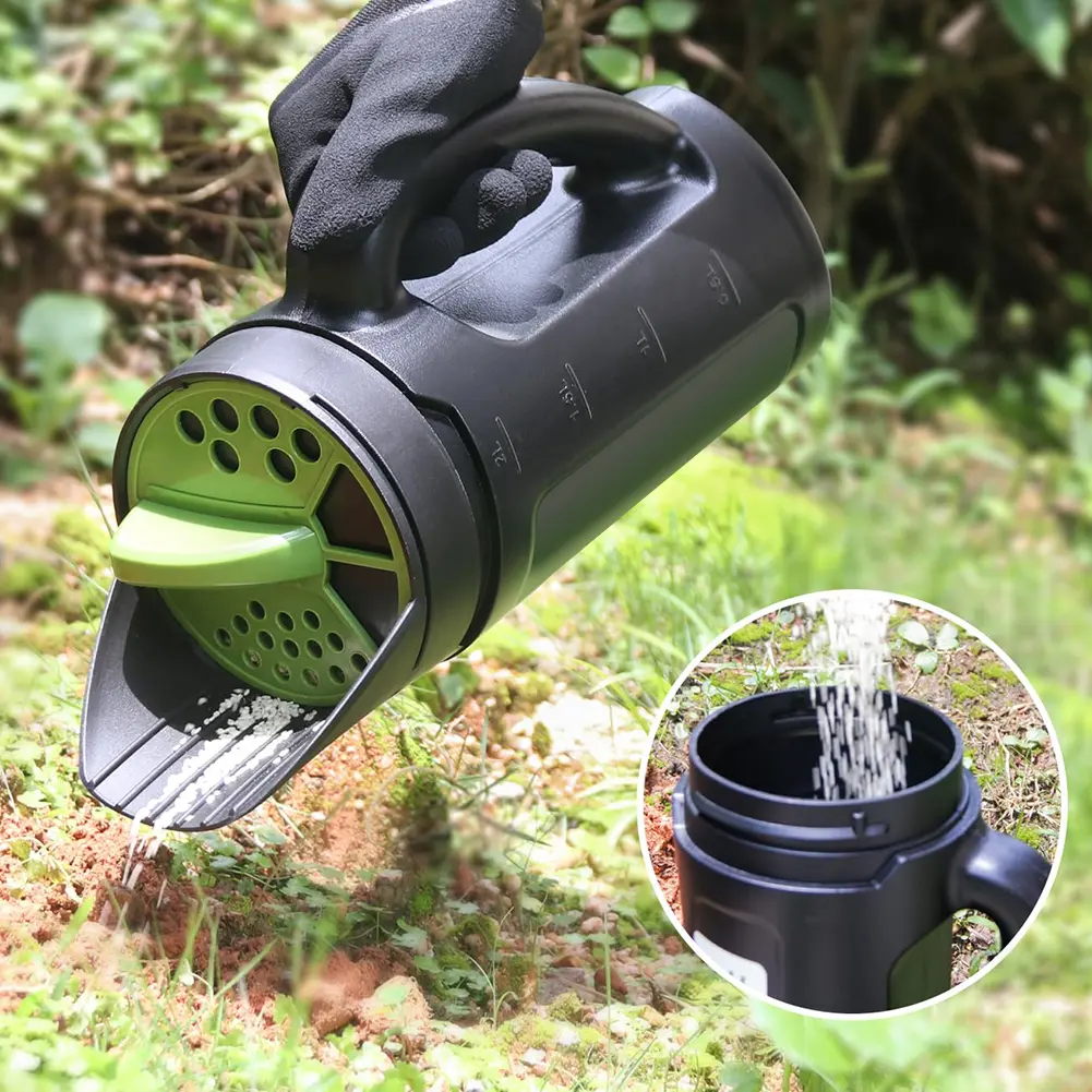 Handheld Seeds Spreader Capacity Sowing Pot with Adjustable Lid Manual Dispenser for Grass Seeds Fertilizer Salt Accessories