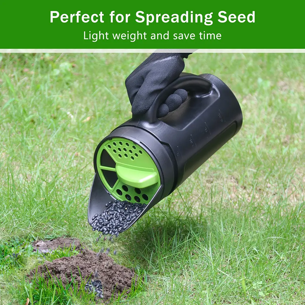 Handheld Seed Spreader Hand Spreader Shaker Adjustable Opening Sizes Manual Lawn Seeder Lawn Fertilizer Spreader for Garden Lawn