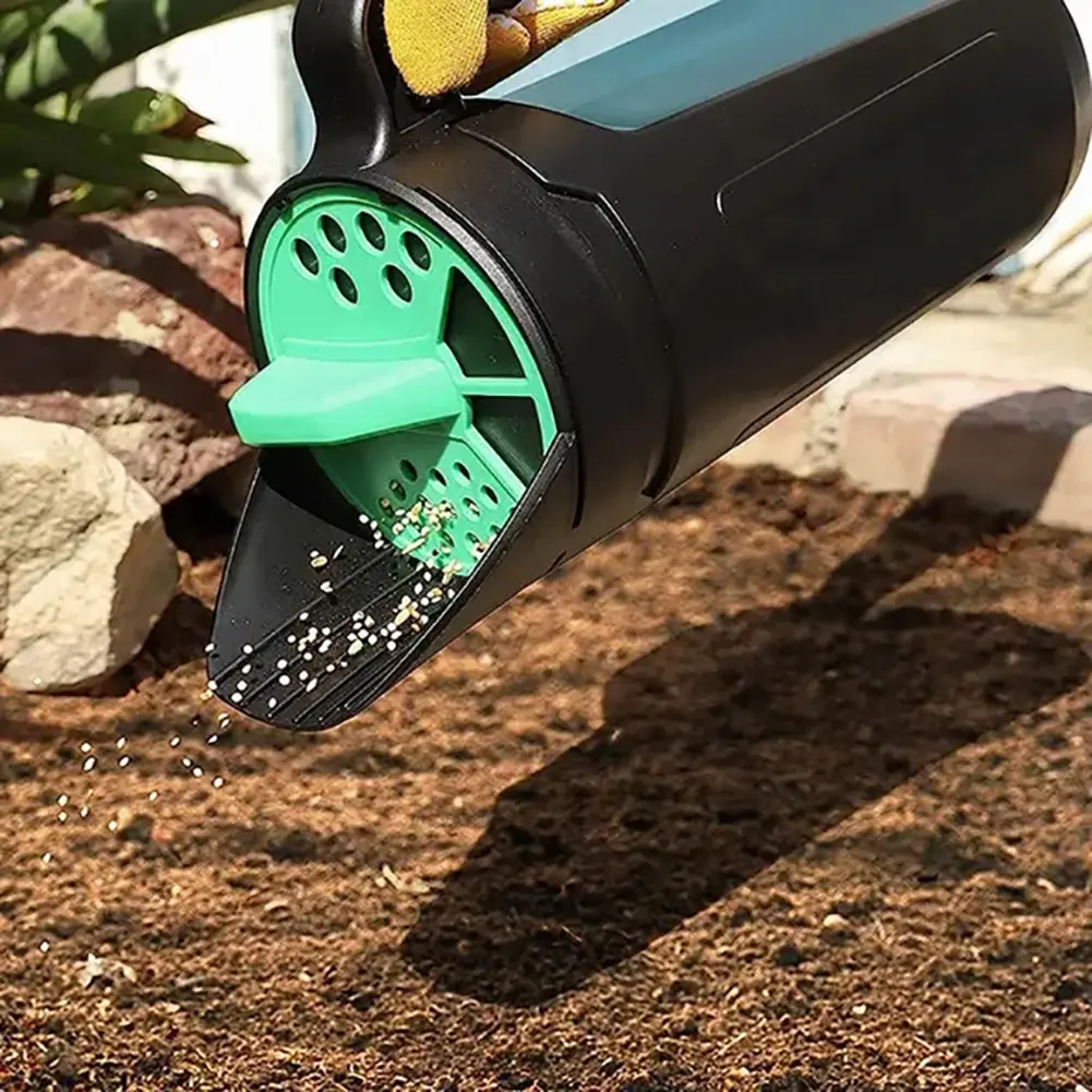 Handheld Seeds Spreader Capacity Sowing Pot with Adjustable Lid Manual Dispenser for Grass Seeds Fertilizer Salt Accessories