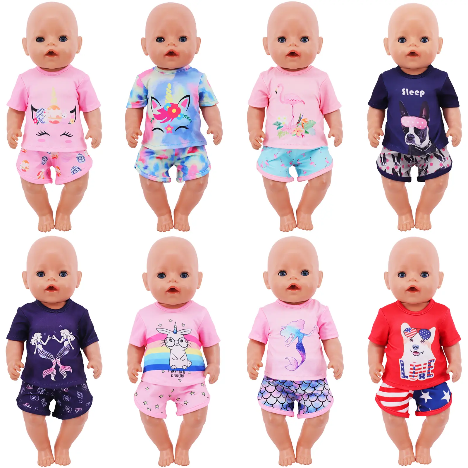 T-shirt+ Shorts For 43 Cm Born Baby Reborn Doll Accessories 18 Inch American Doll Girls Toys Our Generation Nenuco