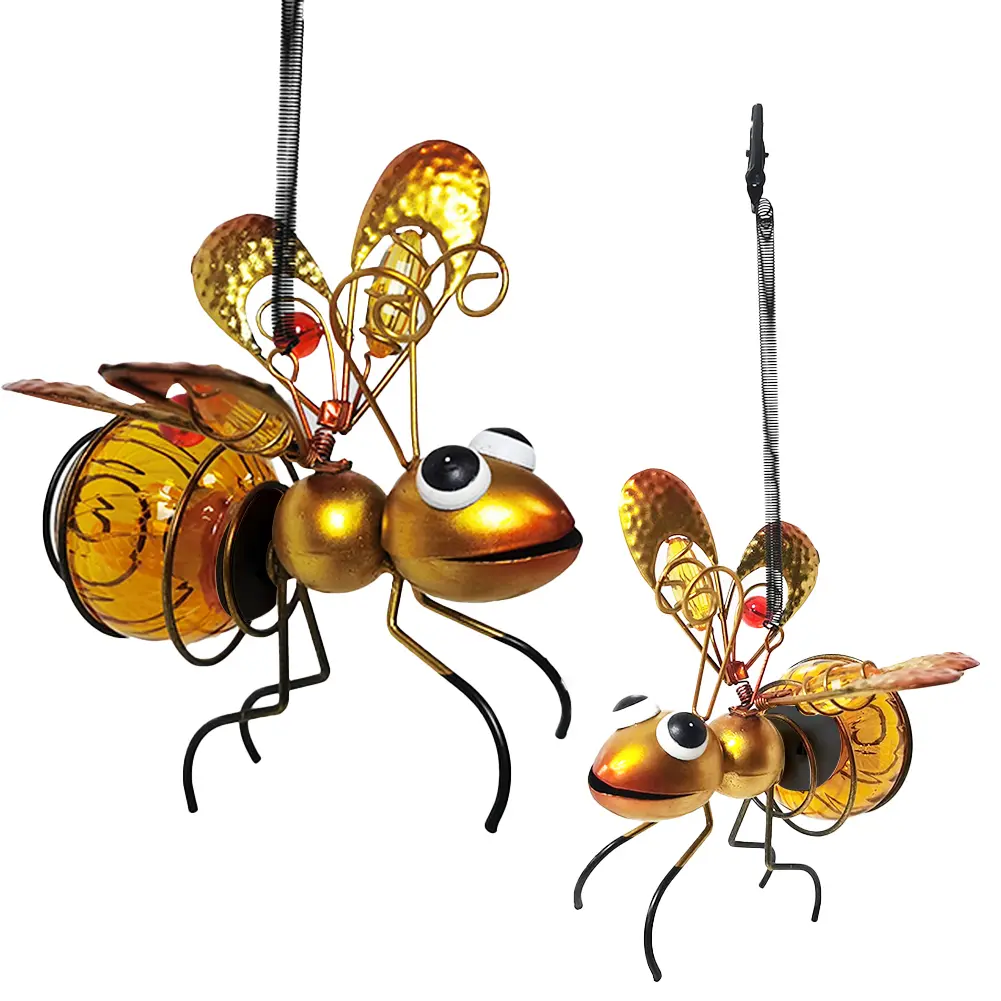 Solar Powered Bug Fairy Lights Metal Hanging Flying Insects Lamp Garden Bug Light Ornament for Backyard Balcony Porch