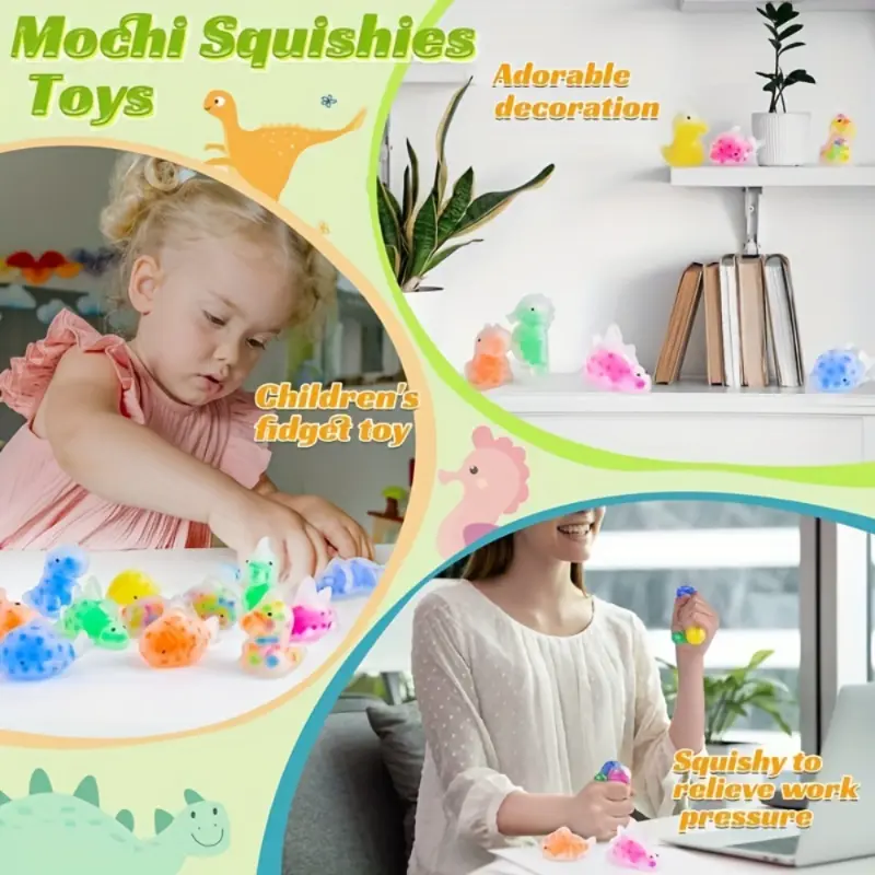 1-24pcs Random Pattern Cute Squeeze Mochi Toys With Water Beads  Party Favors For Kids Stress Relief Baubles For Classroom Prize