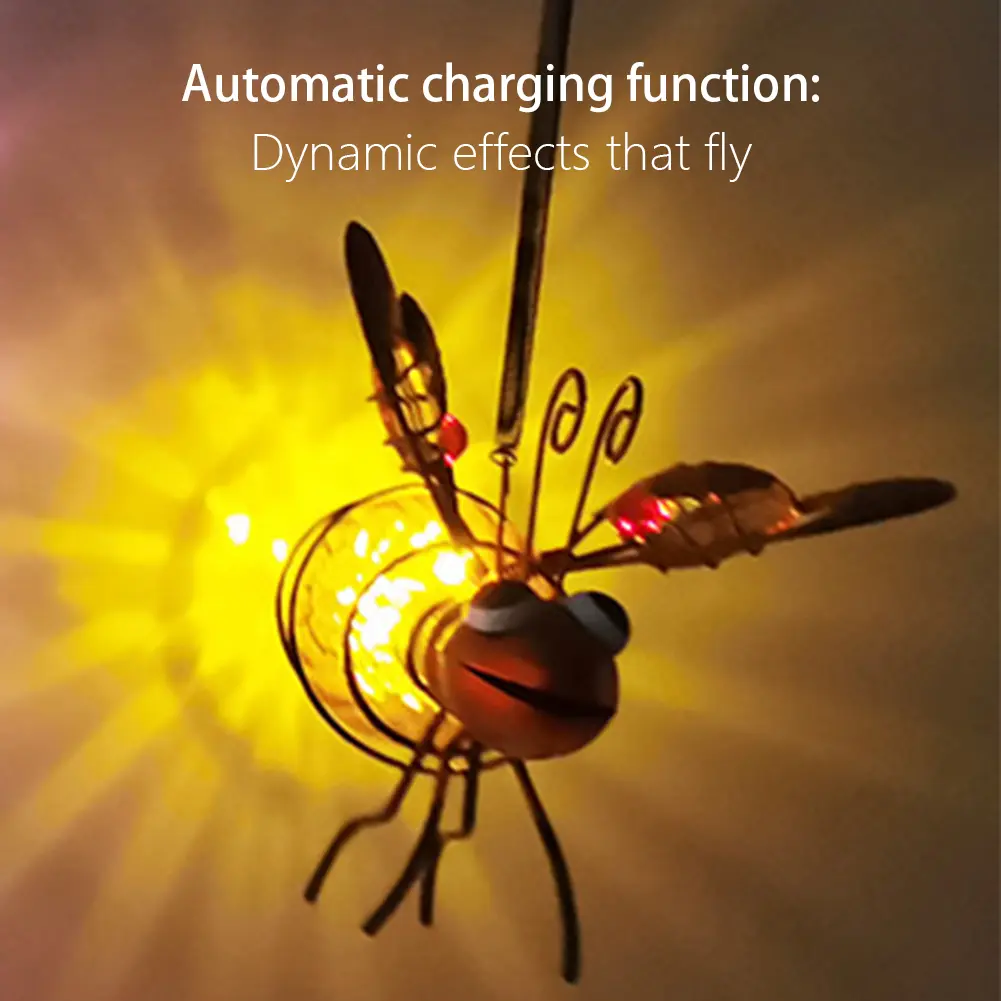 Solar Powered Bug Fairy Lights Metal Hanging Flying Insects Lamp Garden Bug Light Ornament for Backyard Balcony Porch