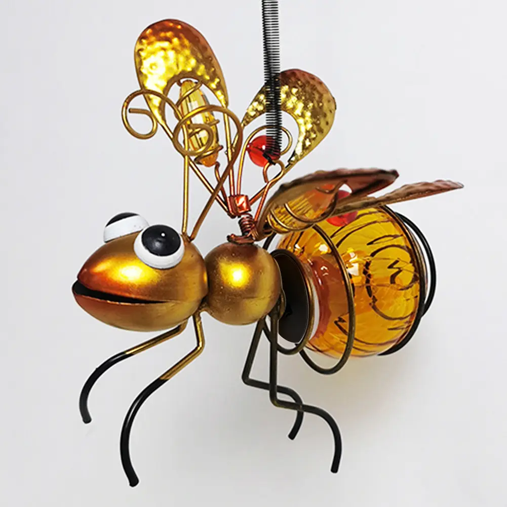 Solar Powered Bug Fairy Lights Metal Hanging Flying Insects Lamp Garden Bug Light Ornament for Backyard Balcony Porch