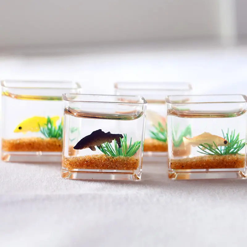 1pc Dollhouse Miniature Glass Fish Tank Bowl Aquarium Doll House Home Ornament Toys For Dollhouse Decor Toys