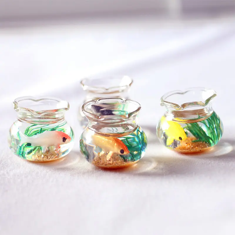 1pc Dollhouse Miniature Glass Fish Tank Bowl Aquarium Doll House Home Ornament Toys For Dollhouse Decor Toys
